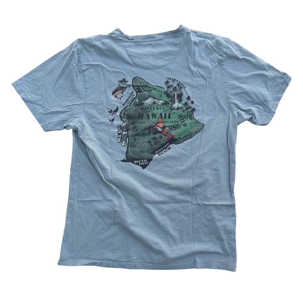 Crazy Shirts Hawaii Big Island Map Graphic Tee Pima Cotton Blue Mens Large - Picture 2 of 6